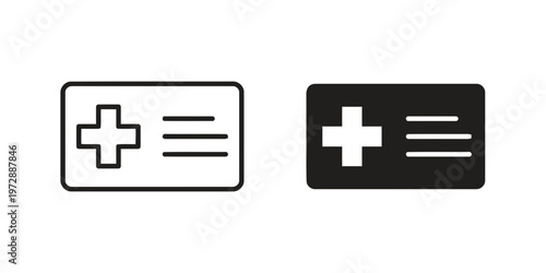 Medical ID Card Icons Set