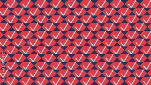 Vibrant Check Pattern: An abstract, repeating pattern of check mark symbols, with a striking and modern design that would make for a great background or pattern resource.