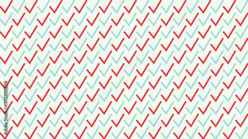 Checkmark Pattern: An eye-catching pattern of red and blue checkmarks arranged across the frame, creating a dynamic and visually appealing design. 