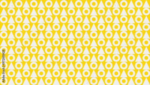 Repeating Pattern: Geometric Arrangement on a Vivid Canvas: A repetitive pattern of arrows and circles dance in perfect synchronization across a sunny yellow backdrop.