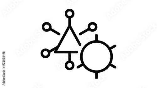 Chemical structure illustration featuring a cyclic compound with attached functional groups Vector