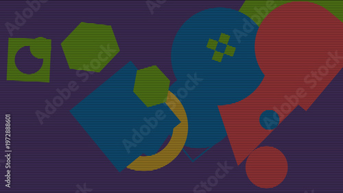 Geometric Harmony: A vibrant abstract composition showcasing an array of colorful geometric shapes, creating a visually stimulating and dynamic artwork.