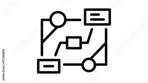Abstract diagram featuring interconnected shapes and directional lines Vector