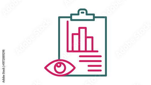 Analytical chart and eye symbolizing data observation and insight collection Vector