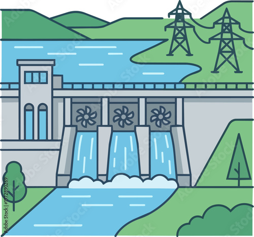 Hydroelectric Dam Power Plant Structure.