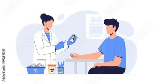 Doctor taking blood sample from patient for medical test, healthcare concept