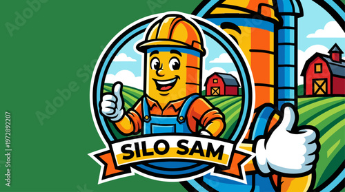 Cartoon mascot Silo Sam logo.