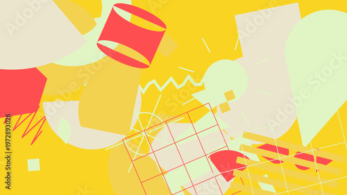 Geometric Abstraction: A dynamic display of shapes and colors intertwines, inviting viewers to interpret the playful composition and admire the creative harmony.