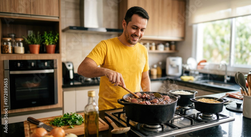 Authentic Brazilian Cuisine. Experience the rustic and flavorful dishes of a Brazilian chef cooking traditional food, including feijoada. Gastronomy and culinary concept