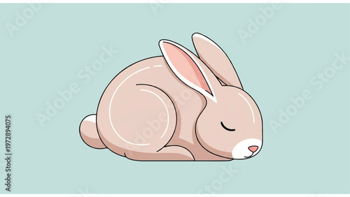 Cute sleeping rabbit cartoon character.