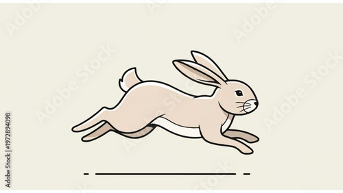 Fast Running Cartoon Rabbit Animal.