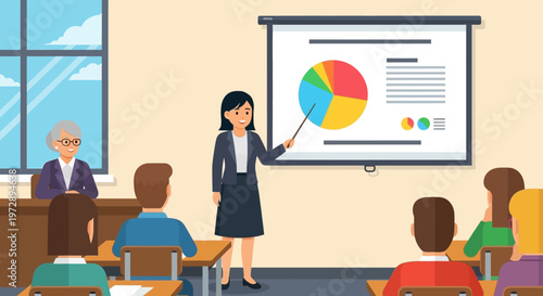 Businesswoman presenting to a group.