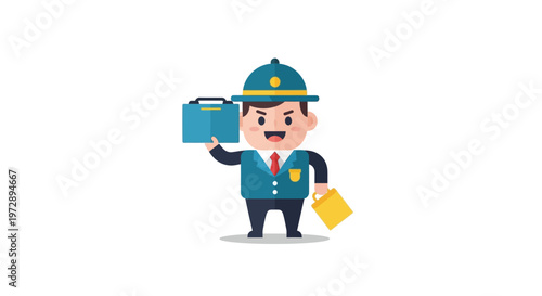 Cartoon delivery man with packages.