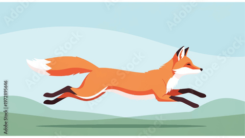 Running Fox in Motion Fast Pace.