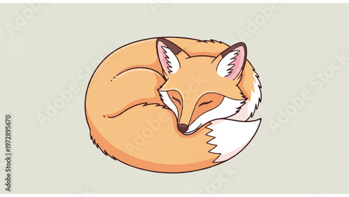 Sleeping Orange Fox Closeup Portrait.