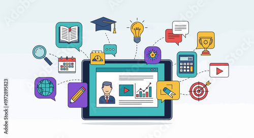 E learning technology on tablet device.