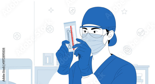 Doctor in Mask and Gloves Holding COVID-19 Test Kit, Medical Testing Concept