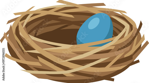 Bird Nest with Blue Egg.