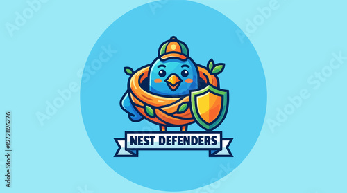 Cartoon Bird Wearing Armor.