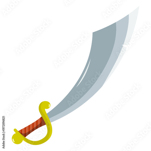 Canvastavla Pirate sword illustration with curved blade and hilt
