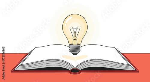 Light Bulb Over Open Book.