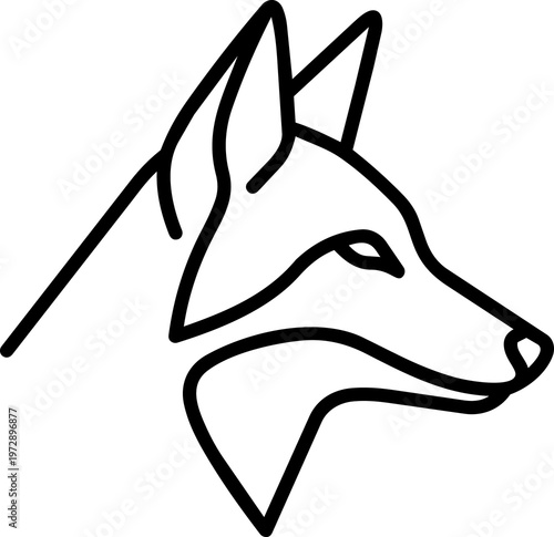Dog Head Simple Line Drawing.