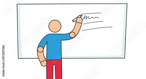Man writing on white board.
