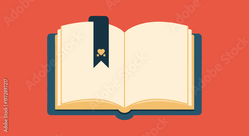 Open Book with Bookmark Inside.