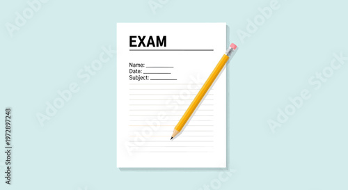 Pencil on exam paper sheet 1.