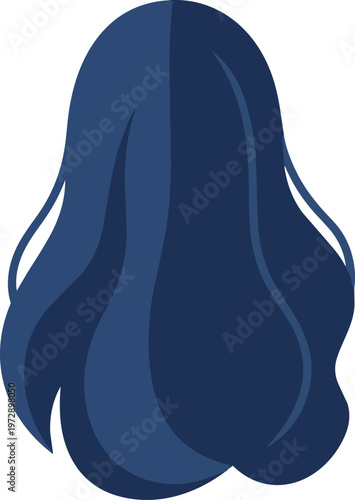 Woman Long Dark Blue Hair.