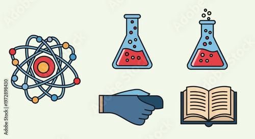 Science education icons and symbols.