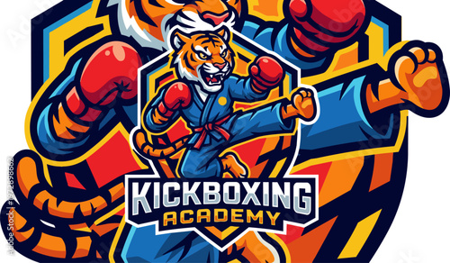 Tiger Kickboxer Fighter Illustration.