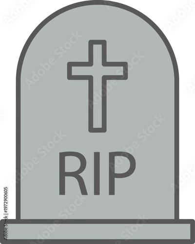 Gray tombstone with cross.