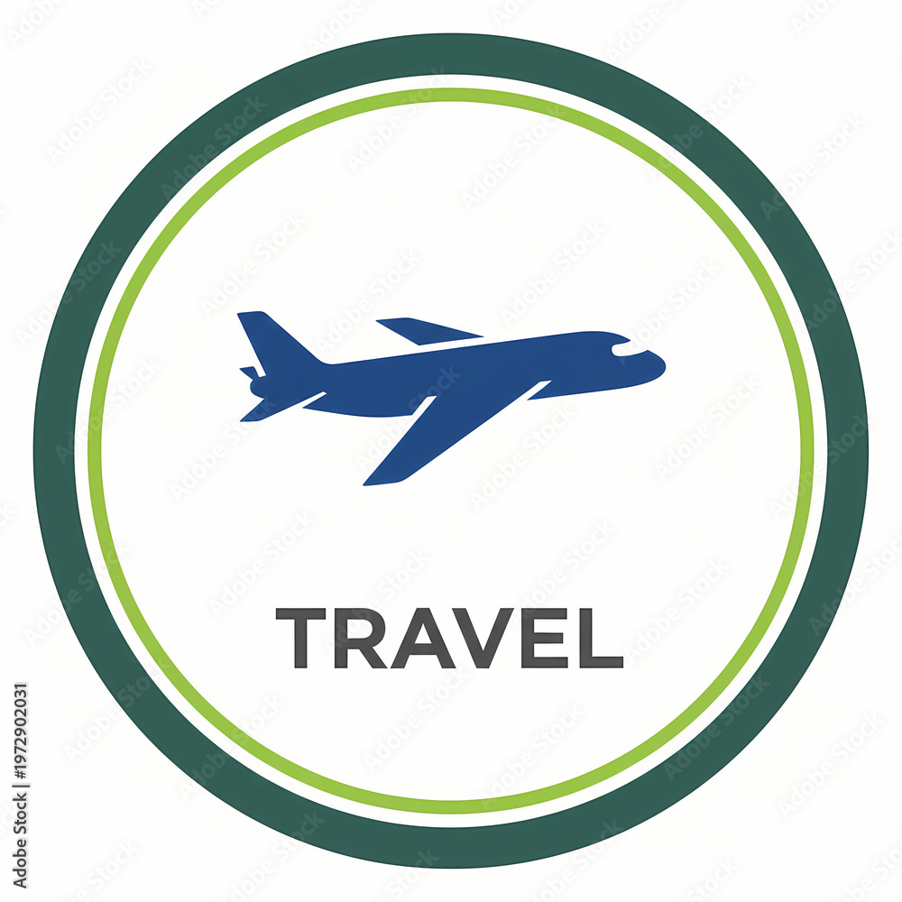 Fototapeta premium Airplane flying travel tourism vacation flight round graphic icon