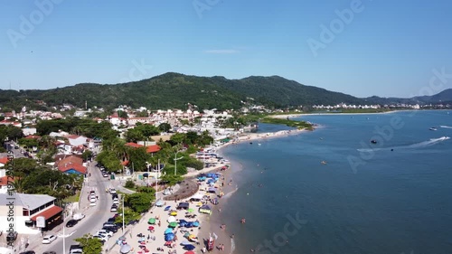 Aerial images of Ponta das Canas in Florianopolis on a beautiful sunny day