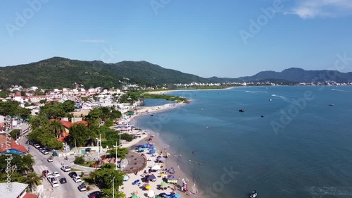 Aerial images of Ponta das Canas in Florianopolis on a beautiful sunny day