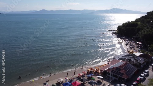 Aerial images of Ponta das Canas in Florianopolis on a beautiful sunny day