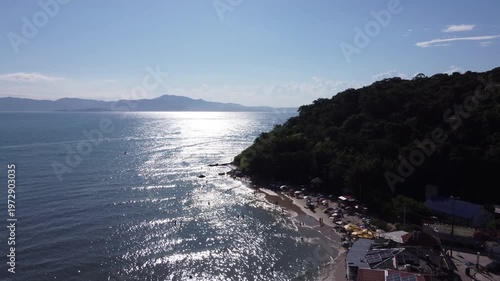 Aerial images of Ponta das Canas in Florianopolis on a beautiful sunny day