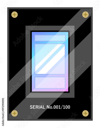 アクリルスタンドに入った高額トレカのイラスト ホログラムカード シリアルナンバー