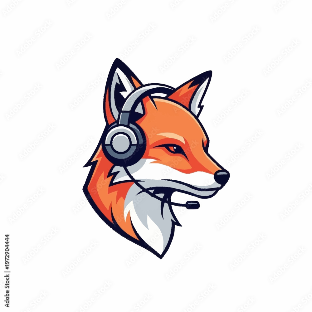 Obraz premium Intense Fox Gamer Mascot with Headset.