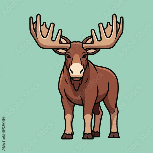 Majestic Moose Standing Tall with Impressive Antlers.