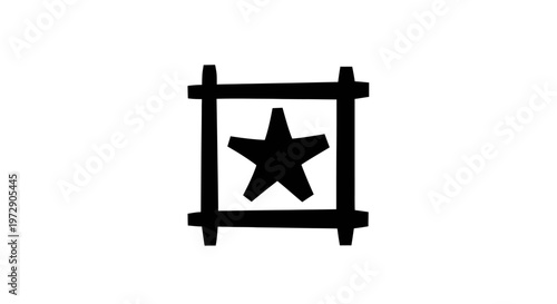 Black star in square frame.