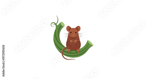 Brown Mouse on Green Pea.