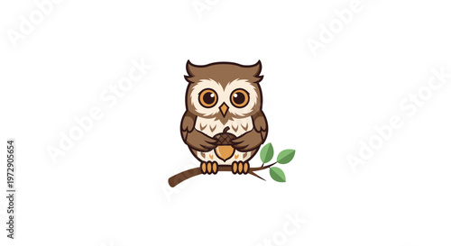 Brown Owl Sitting on Branch.