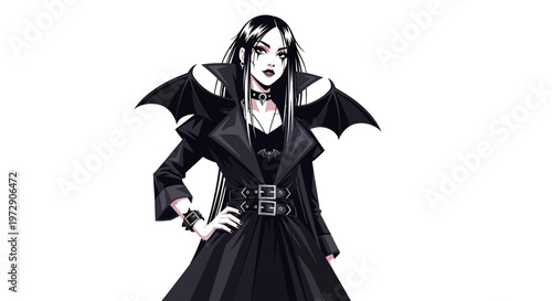 Gothic Bat Woman Character Illustration