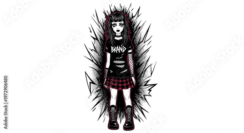 Gothic Girl Punk Style Illustration