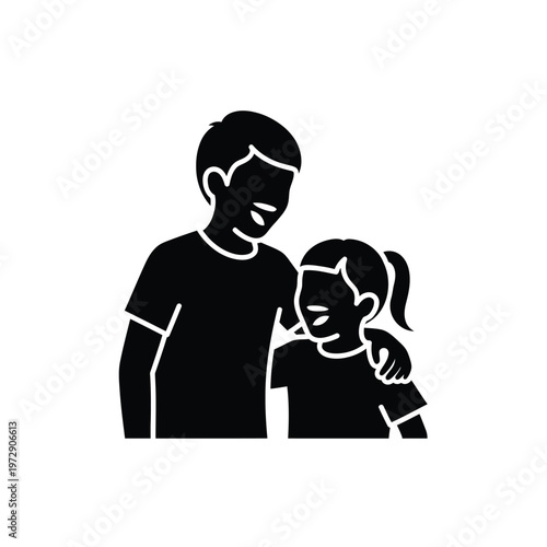 Foto Brother and sister embracing each other.