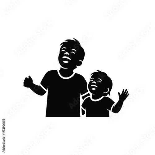 Happy brothers smiling together.