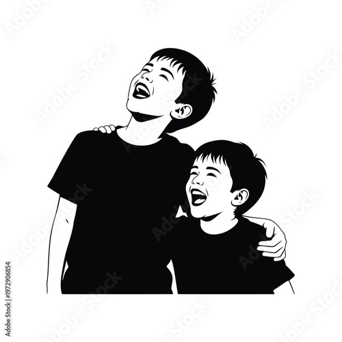 Two happy brothers laughing together.