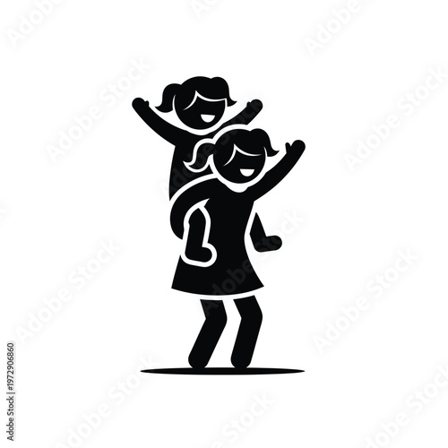 Two happy girls playing piggyback ride together.